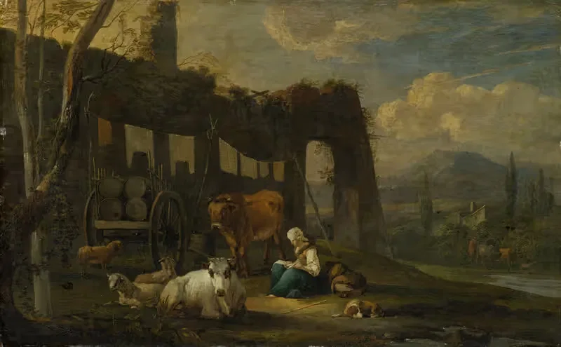 Italian Landscape with Staffage Figures — Willem Romeyn
