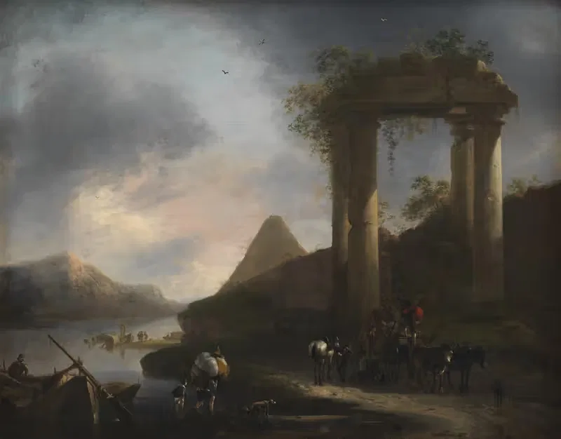 Итальянский пейзаж с классическими руинами by Виллем Шеллинкс, 1641 - 1678 — digital art print download