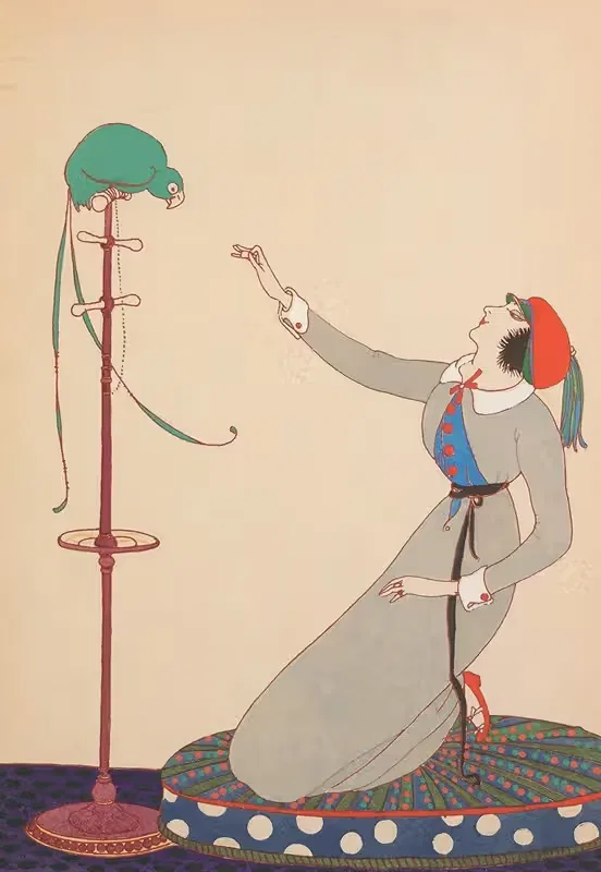 Дама и попугай by Шарль Мартен, 1913 — digital art print download