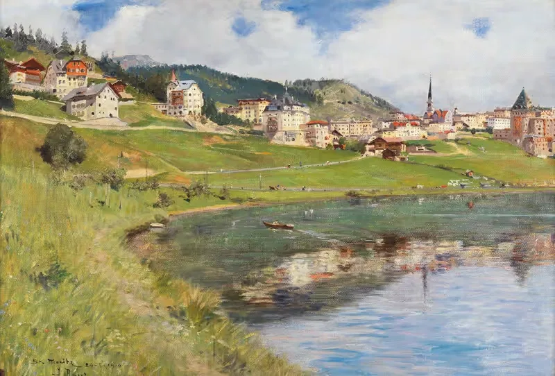 Вид на озеро Сент-Мориц by Альберто Росси, 1910 — digital art print download