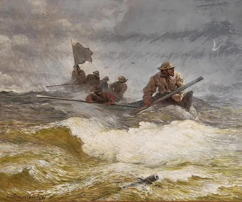 Спасение на море by Андреас Ахенбах, 1891 — digital art print download