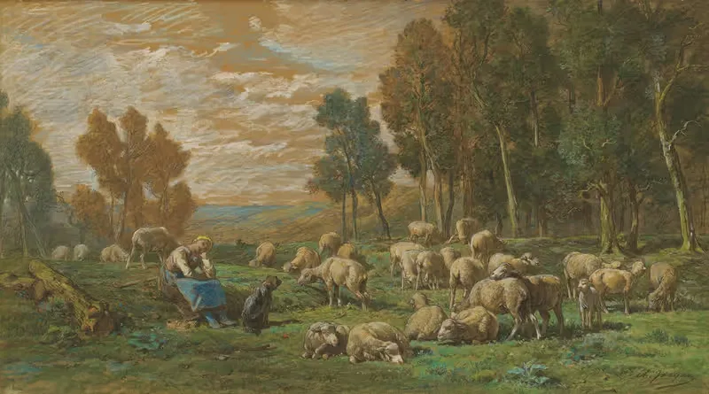 Пастушка by Шарль Эмиль Жак, c. 1869 — digital art print download