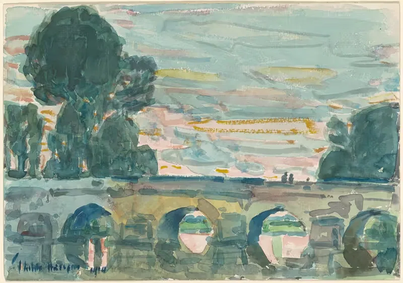 The Bridge at Grez (recto) by Childe Hassam, 1904 — digital art print download