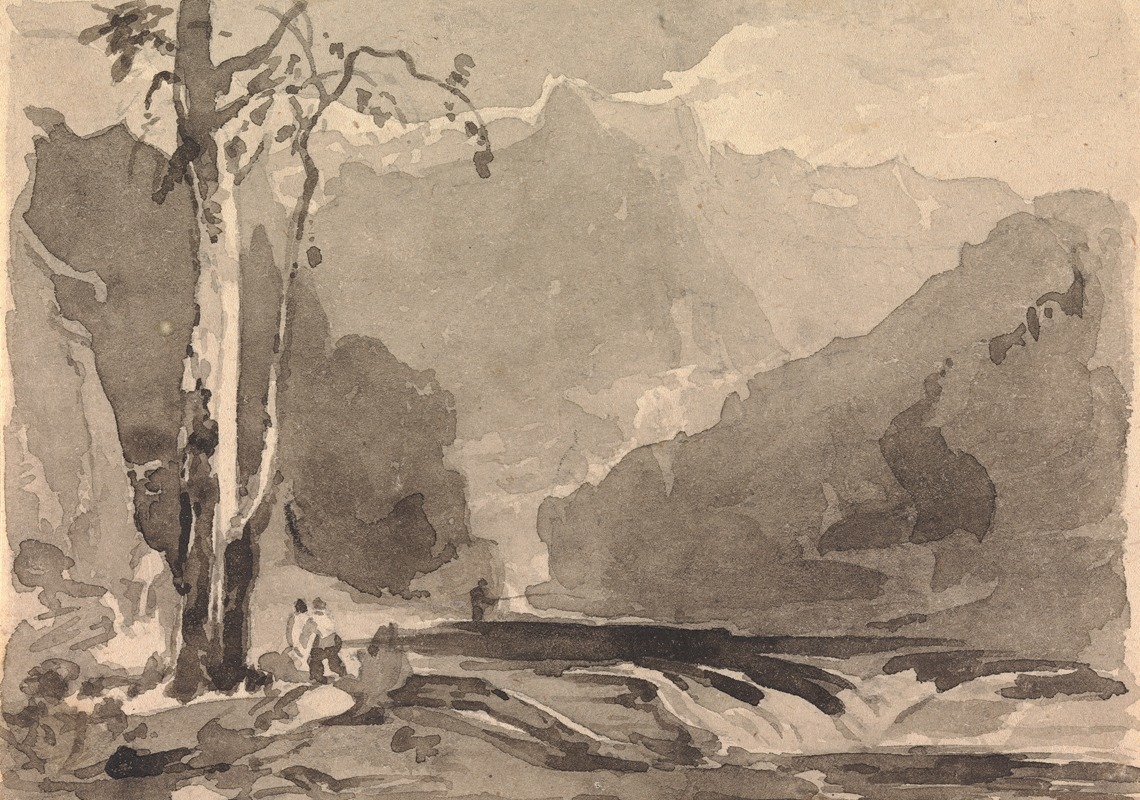 Fishermen at a Mountain Stream by Томас Салли — digital art print download