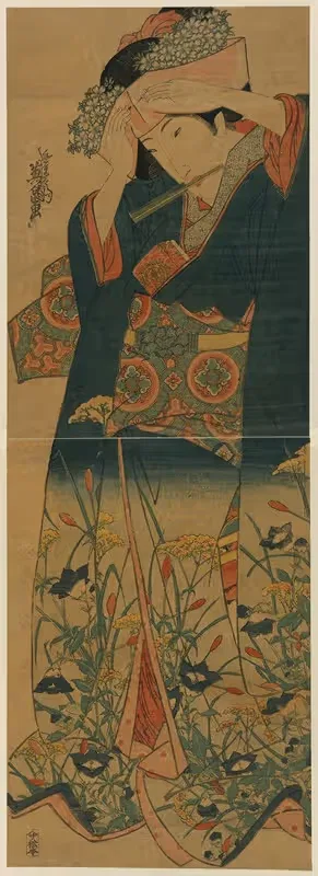 Agebōshi o naosu musume — Keisai Eisen
