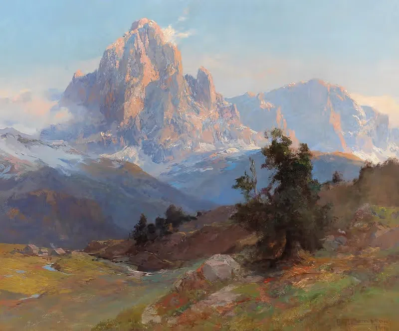A view of Mount Sassolungo — Edward Theodore Compton
