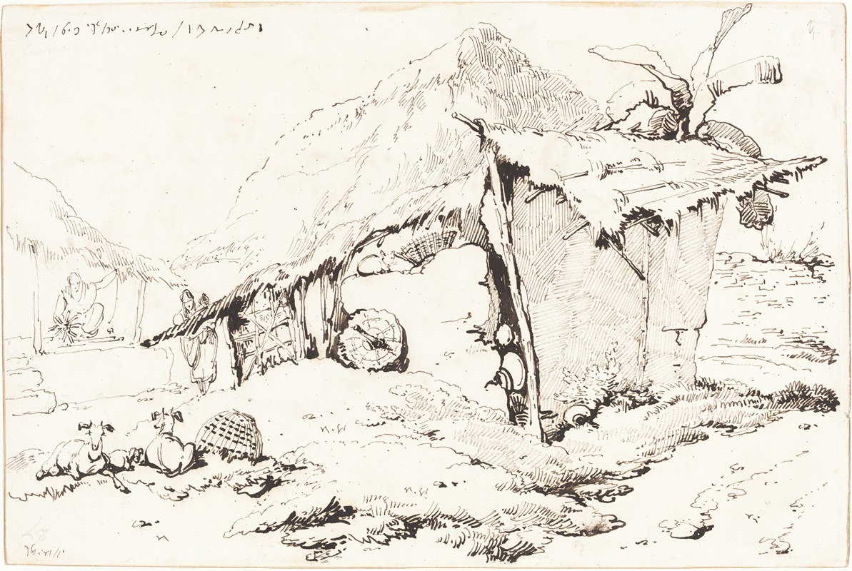 A Village Hut in India (recto) — George Chinnery
