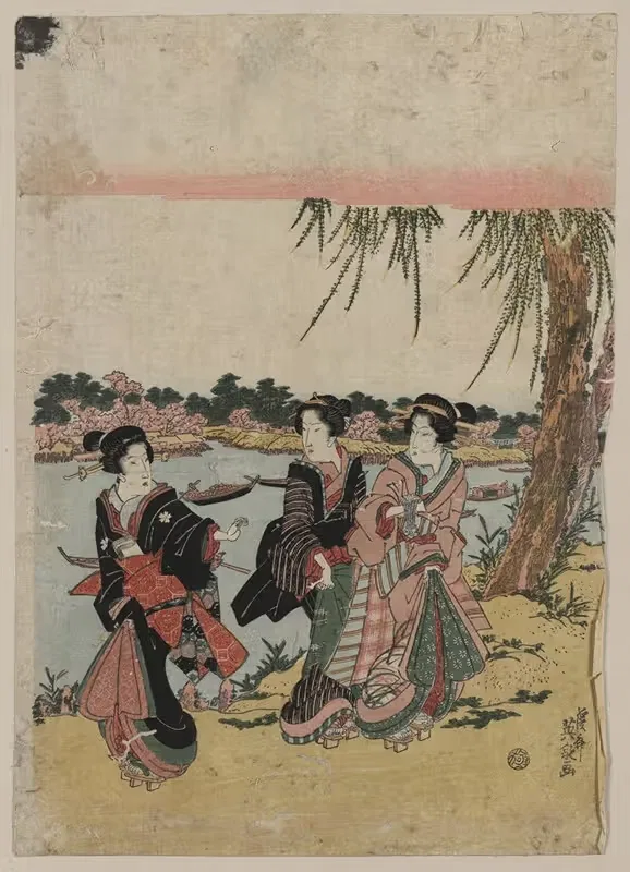 Ханами в Мимегури by Кейсаи Эйзен, 1818 — digital art print download