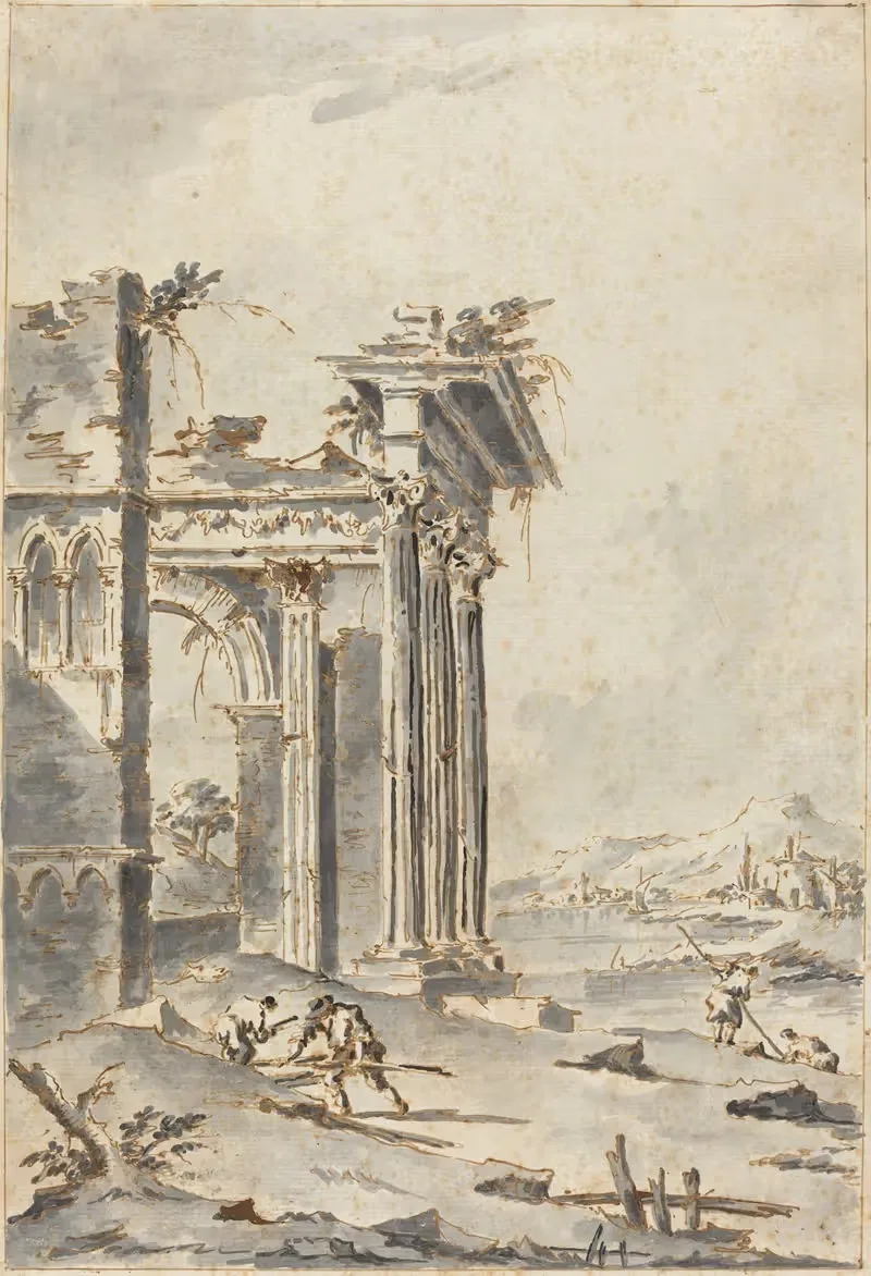 Capriccio of Classical Ruins on a Shore — Giacomo Guardi