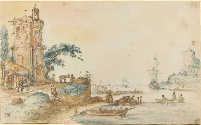 Сцена с башней слева by Хендрик Аверкамп, c. 1620 — digital art print download