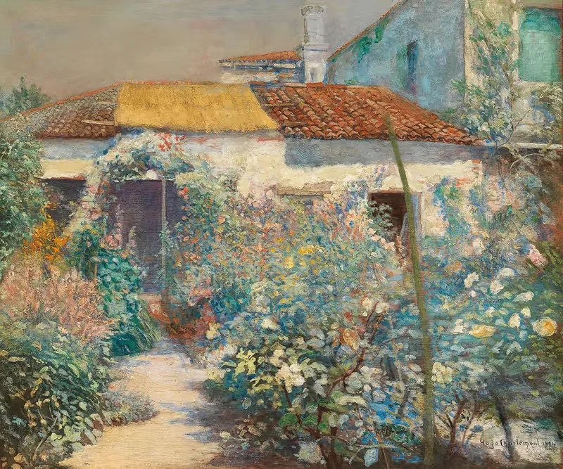 A Blossoming Garden by Hugo Charlemont, 1884 — digital art print download