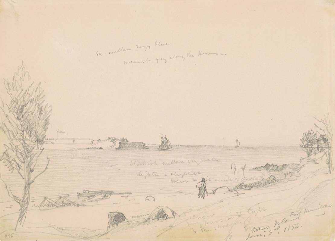 Fort Hamilton,Staten Island by Джаспер Фрэнсис Кропси, 1854 — digital art print download