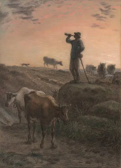Calling Home the Cows by Jean-François Millet, c. 1866 — digital art print download