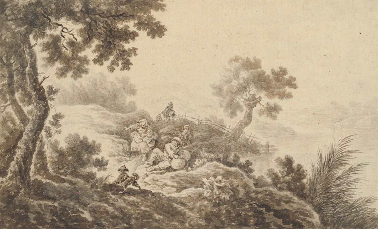 Landscape with Travelers by Johann Albrecht Dietzsch, 1776 — digital art print download