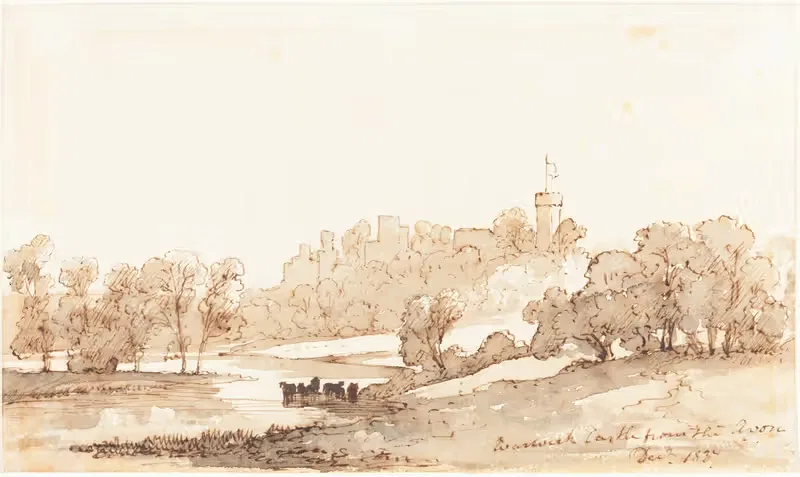 Замок Уорик с реки Эйвон by Джон Баверсток Найт, 1837 — digital art print download