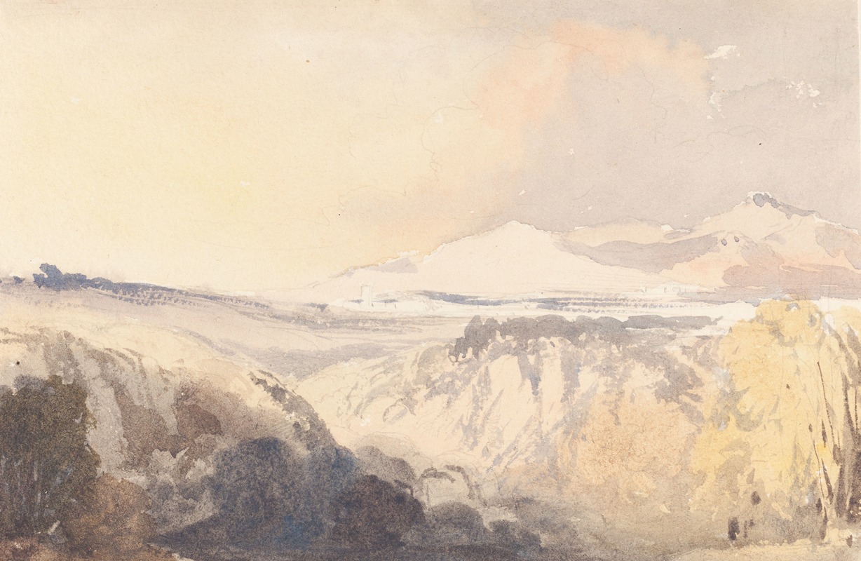 Landscape with a Distant Mountain Range by Джон Гендалл — digital art print download