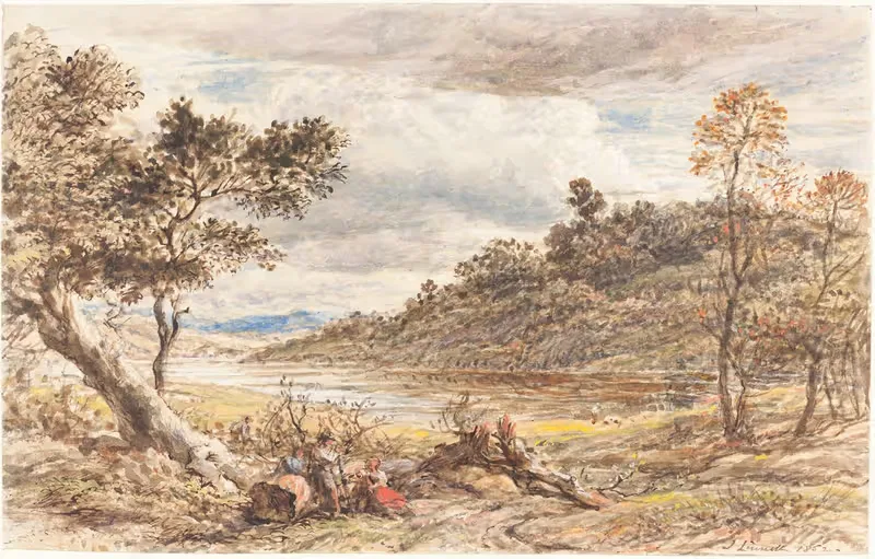 Путешественники, отдыхающие у упавшего дерева by Джон Линнелл, 1852 — digital art print download