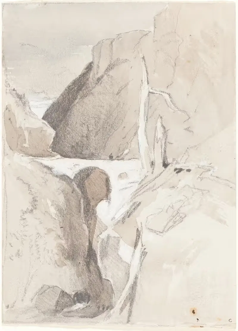 Gorge with Tree Stumps by Джон Селл Котман — digital art print download