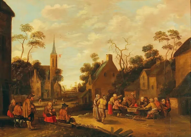 Village scene with peasant festivities — Joost Cornelisz Droochsloot
