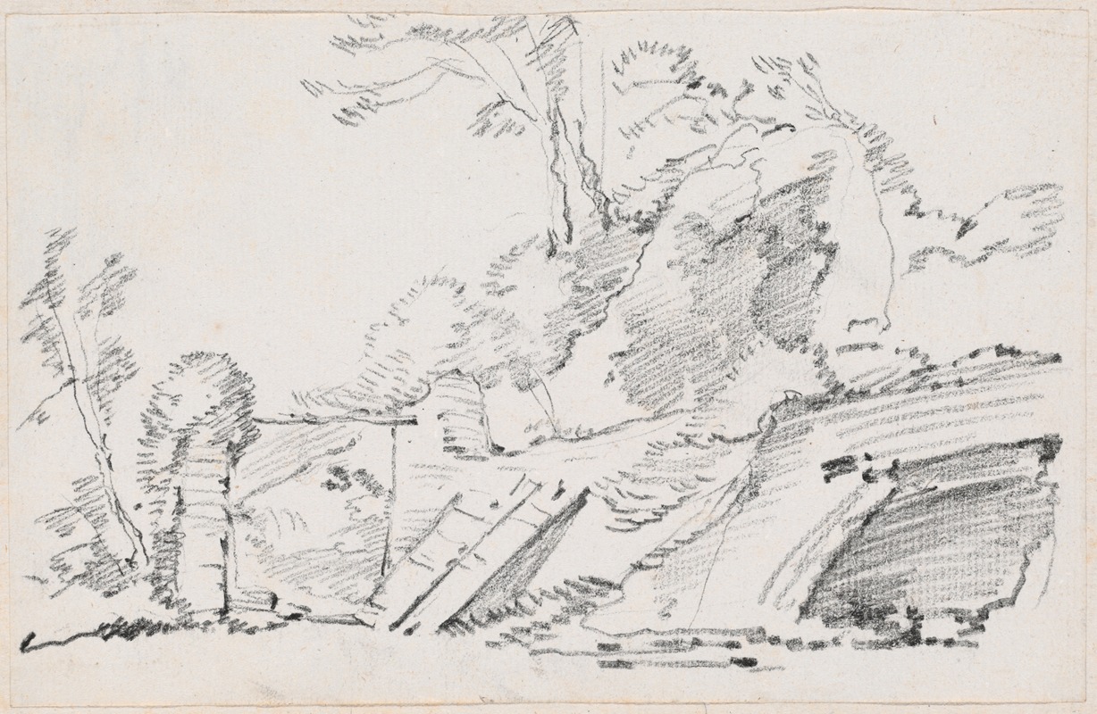 An Ancient Wall with a Ruined Gate by Жозеф-Мари Вьен, 1744-1750 — digital art print download