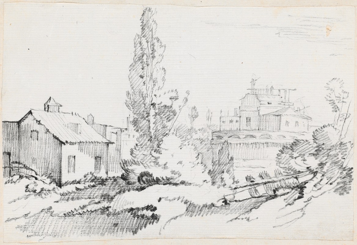 Castel Sant'Angelo from the Northwest by Жозеф-Мари Вьен, 1744-1750 — digital art print download