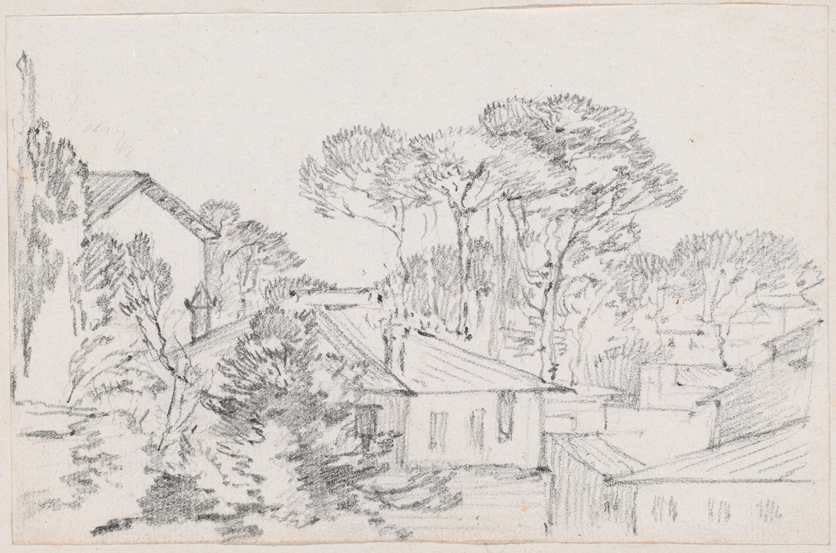 Rooftops and Umbrella Pines by Жозеф-Мари Вьен, 1744-1750 — digital art print download