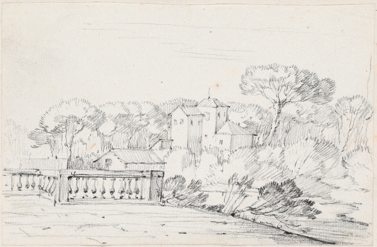 Terrace by a River with a Villa and Trees Beyond — Жозеф-Мари Вьен
