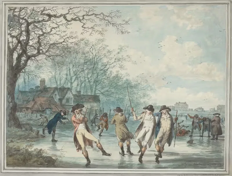 Skaters on the Serpentine in Hyde Park — Julius Caesar Ibbetson