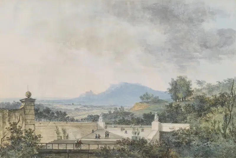 Панорамный вид на террасный парк by Луи Габриэль Моро, 1780-1790 — digital art print download