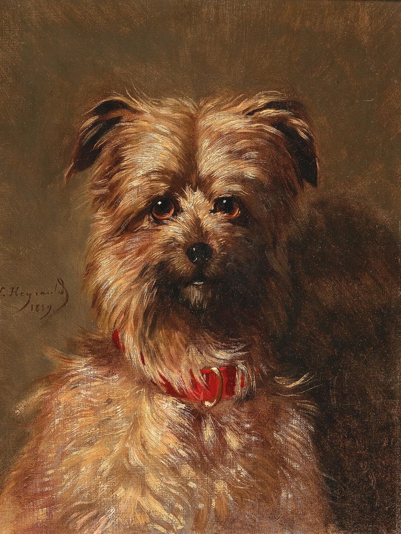 Little Darling with Red Collar by Louis Robert Heyrault, 1859 — digital art print download