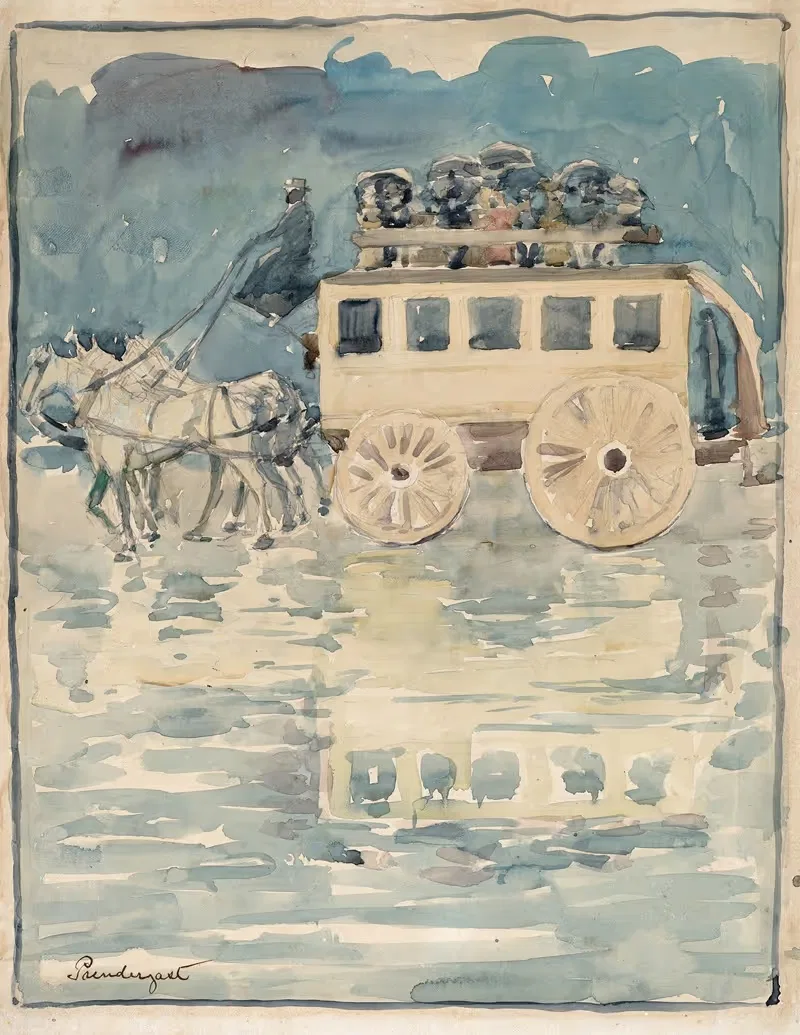 Парижский омнибус by Морис Прендергаст, 1893-1894 — digital art print download