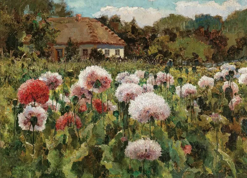A Blossoming Garden with Poppies — Mikhail Andreevich Berkos