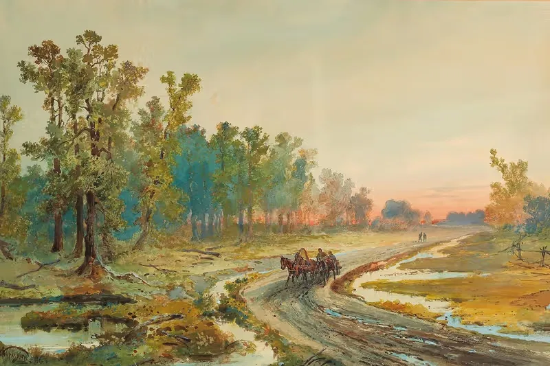 Пейзаж после дождя на закате by Николай Николаевич Каразин, 1886 — digital art print download