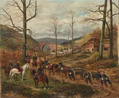 The French 90th Horse Artillery Advancing on Rezonville by Paul Emile Léon Perboyre, 1870 — digital art print download