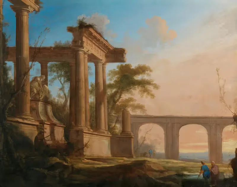 Landscape with ruins and an aqueduct — Pierre Antoine Patel the younger