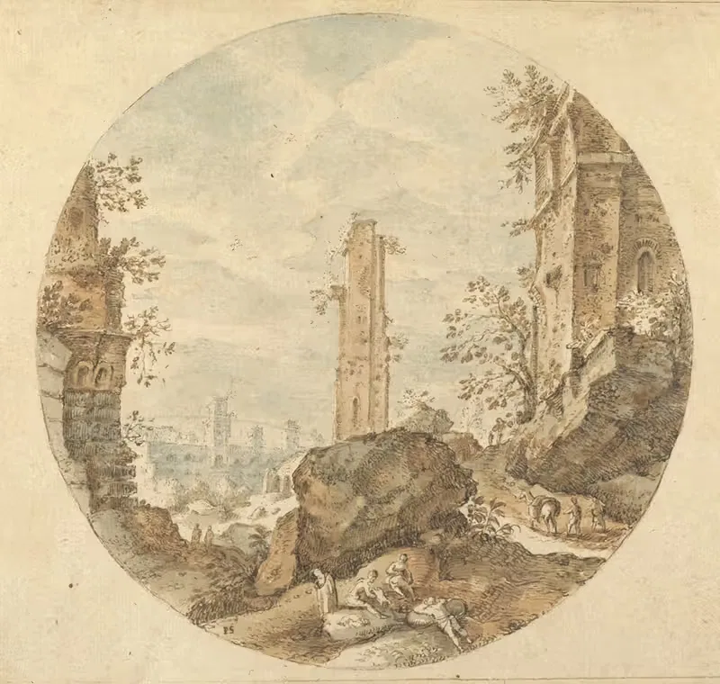 Travellers among Roman Ruins — Pieter Stevens