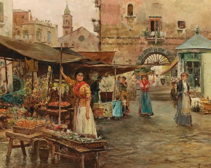 Сцена рынка в Неаполе by Пьетро Скопетта — digital art print download