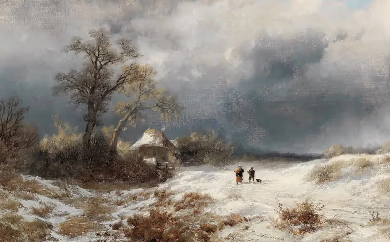 Возвращение домой в зимнем пейзаже by Ремигий Адрианус ван Хаанен, 1872 — digital art print download