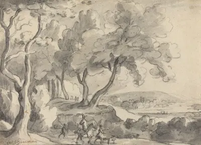 Horseman and Attendants at the Edge of a Wood by Roelant Roghman — digital art print download