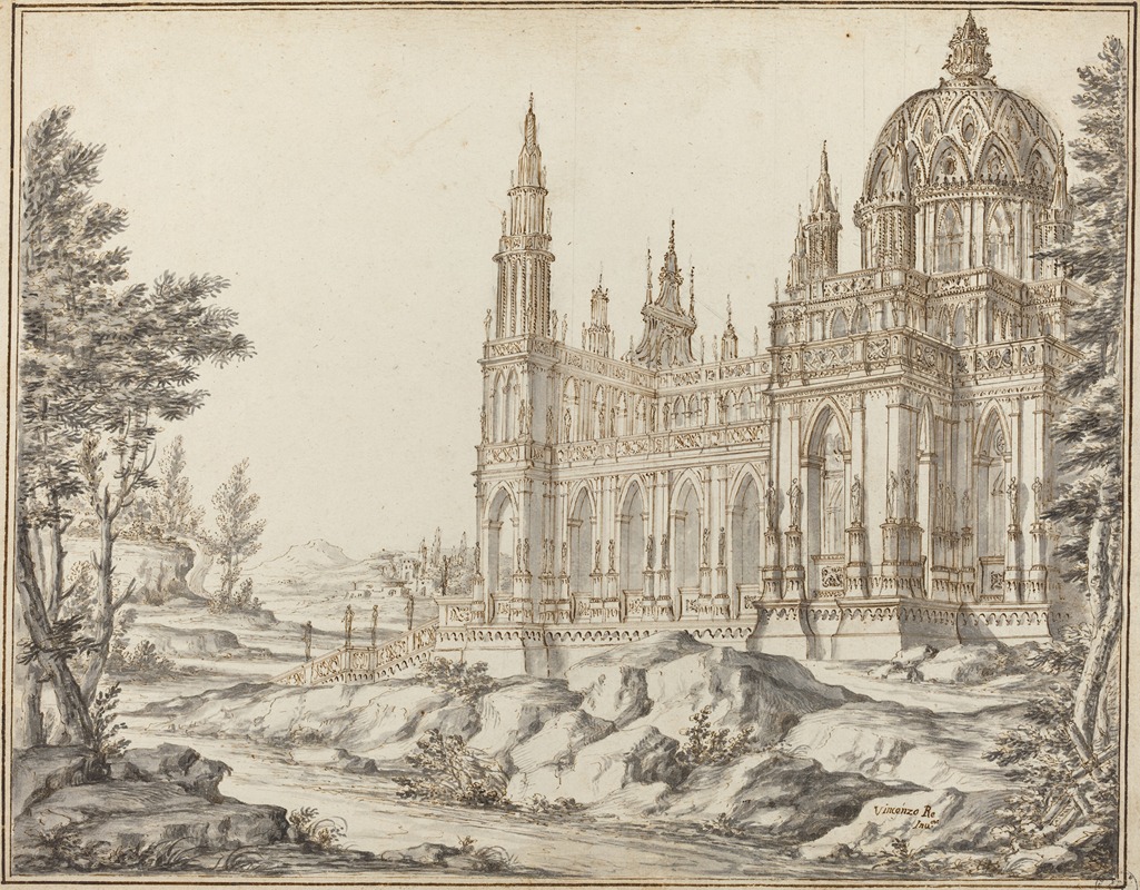 Cathedral in a Landscape by Vincenzo dal Re — digital art print download