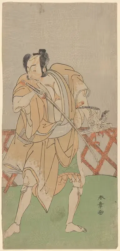 The Actor Ichikawa Danjuro with Hawk and Sword — Katsukawa Shunshō