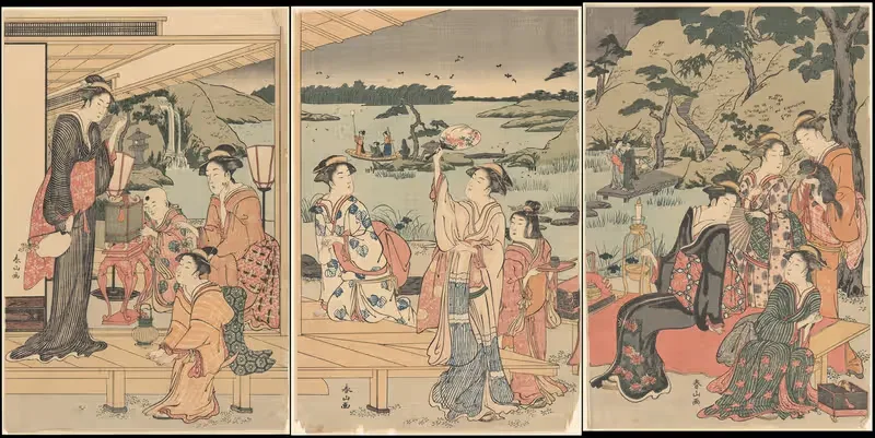 Firefly Hunting Party at Daimyo Garden — Katsukawa Shunzan