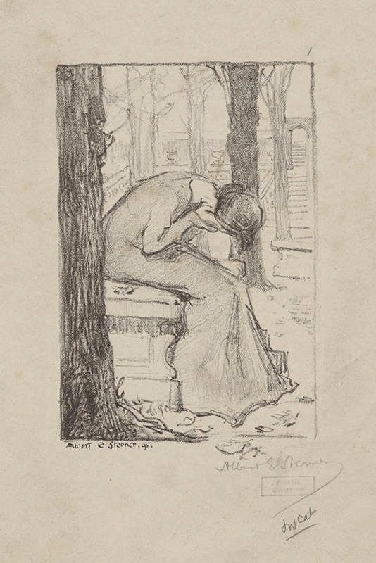 Young woman bending forward by Альберт Штернер, 1895 — digital art print download