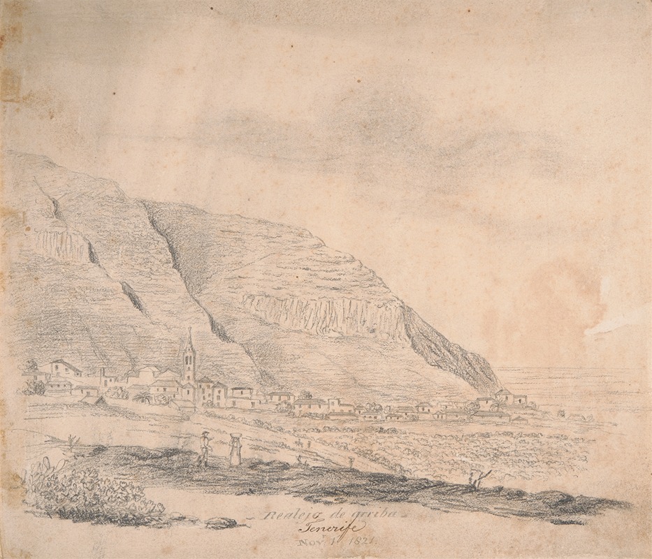Realejo de arriba, Tenerife by Альфред Дистон, 1821 — digital art print download