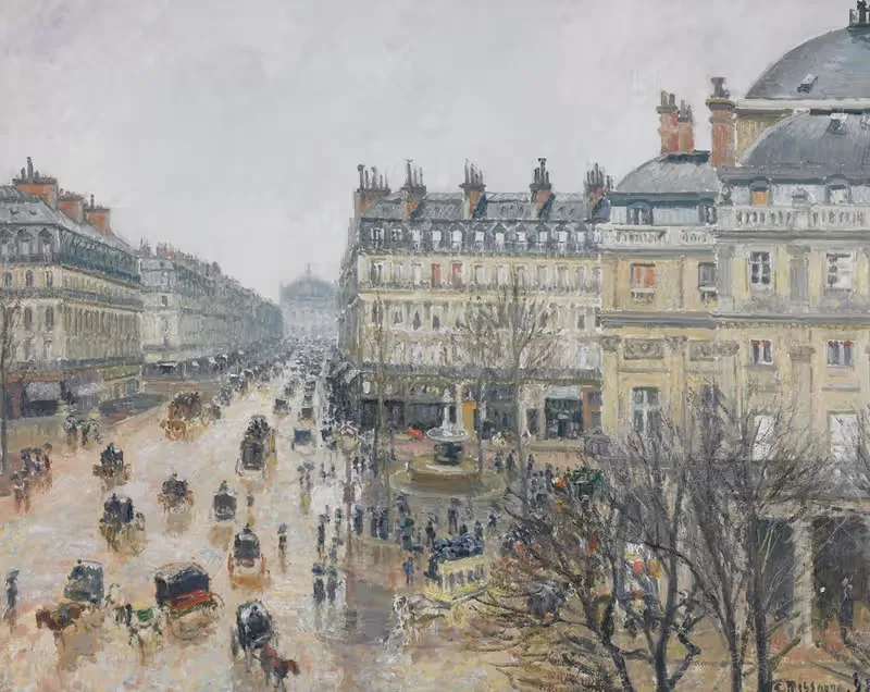 Place du Théâtre Français, Paris; Rain — Camille Pissarro