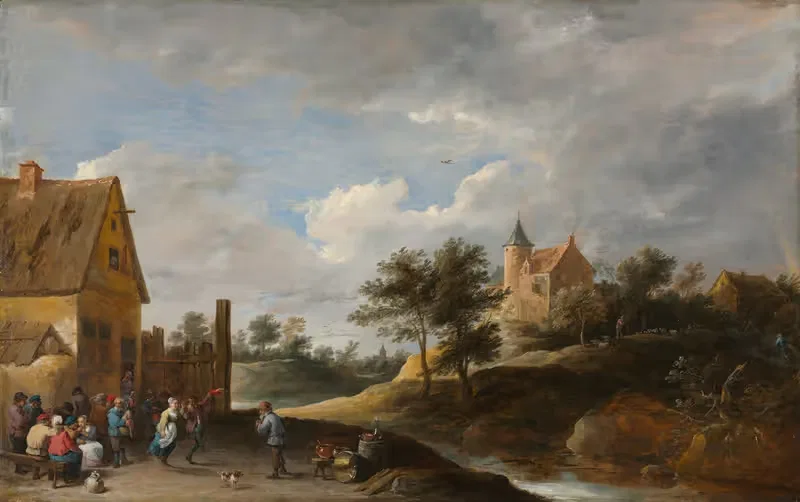 Landscape with Peasants Dancing by David Teniers The Elder — digital art print download