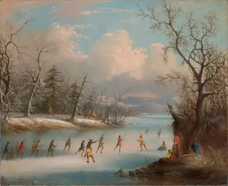 Индейцы играют в лакросс на льду by Эдмунд С. Коутс, 1859 — digital art print download