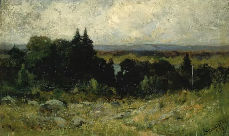 Untitled (landscape, fields with rocks and trees) by Edward Mitchell Bannister, 1893 — digital art print download