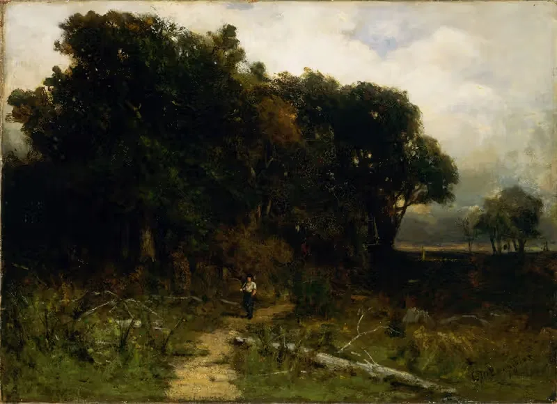 Без названия (пейзаж, лесоруб на тропе) by Эдвард Митчелл Баннистер, 1879 — digital art print download