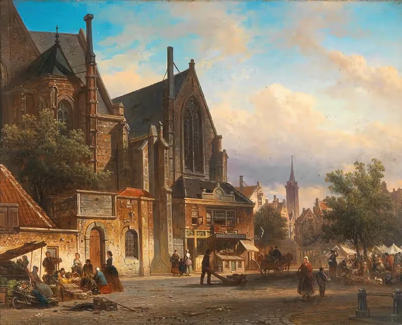 View of a Dutch Market — Elias Pieter van Bommel
